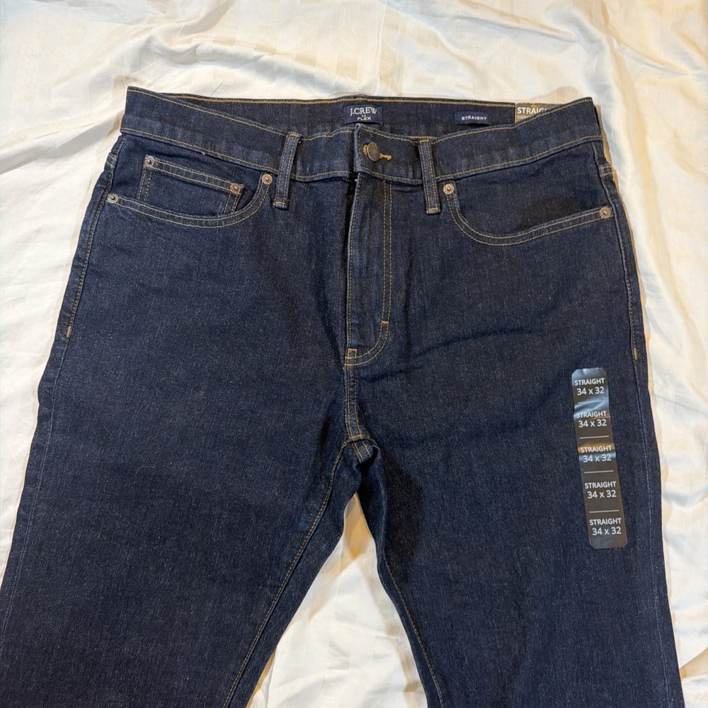 $128 J.Crew Factory Men's Straight-fit Signature Flex Denim Jean W 34 L 32 AY518 - Picture 2 of 16